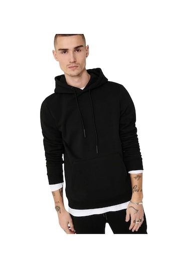 Only Erkek Kapüşonlu Sweatshirt Sİyah
