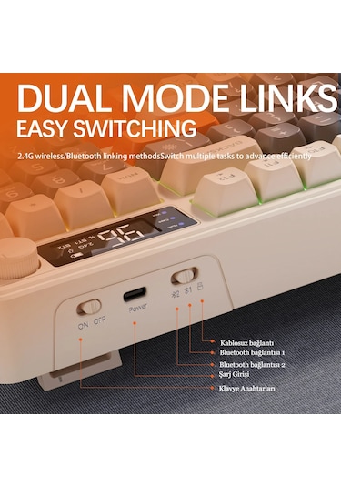 2.4g Bluetooth Led Ekran Gaming Oyuncu Klavye Çift Bağ Manyetik