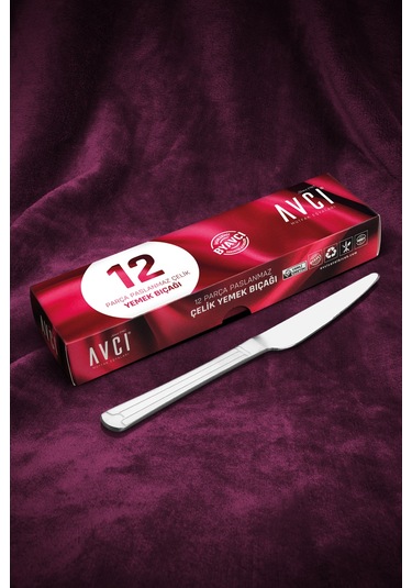 Avcı Yakamoz 12 Adet Yemek Bıçağı Gümüş