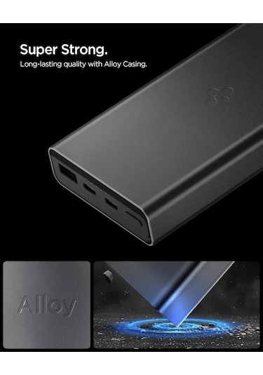 Spigen 20000 Mah Alüminyum Kasa 30w Usb-c + Usb-a Giriş / Çıkış Hızlı Şarj 3 Portlu Powerbank / 1 Metre Type-c Harici Kablolu Taşınabilir Şarj Cihazı + Taşıma Çantası Ea3020 Black Siyah Spigen 20000 Mah Alüminyum Kasa 30w Usb-c + Usb-a Giriş / Çıkış Hızlı Şarj 3 Portlu Powerbank / 1 Metre Type-c Harici Kablolu Taşınabilir Şarj Cihazı + Taşıma Çantası Ea3020 Black Siyah