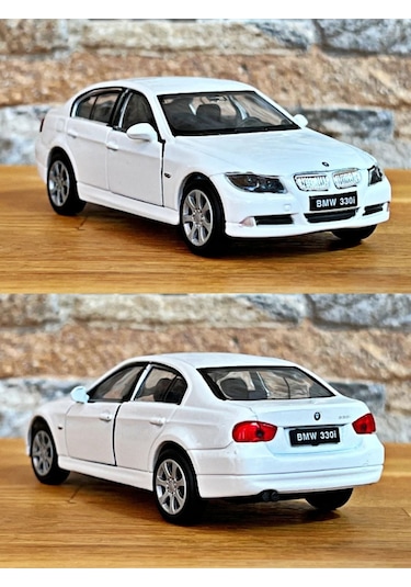 Bmw 330i Çek Bırak Die - Cast Metal Model Araba - Beyaz 11.5 Cm
