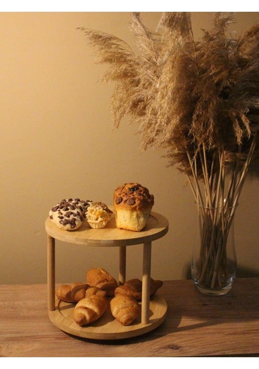 2 Katlı Bambu Döner Yuvarlak Sunumluk Diğer