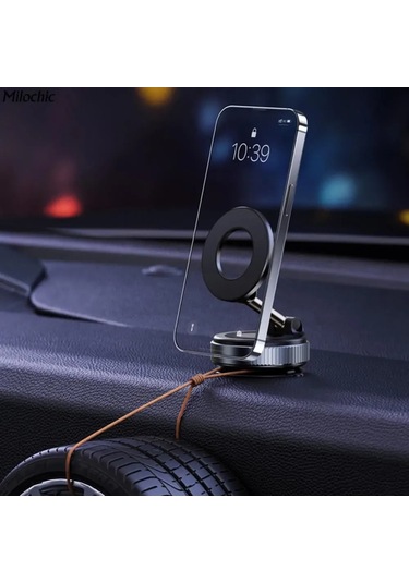 Hombey Araç İçin Manyetik Magsafe Telefon Tutucu, Çift Emici, Çok Yönlü, Ev Ve Araçta Kullanım, 4.7 İnç Ve Üstü Akıllı Telefonlar İçin Siyah Siyah