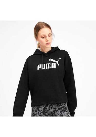 Puma Cropped Logo Tr Kadın Siyah Kapüşonlu Sweatshirt