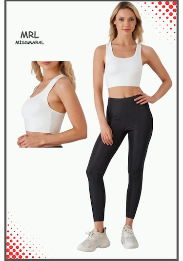 Kadın Beyaz Sporcu Sütyeni Pedli Likralı Destekleyici Su Sporları Koşu Fitness Dans Sports Bra Beyaz