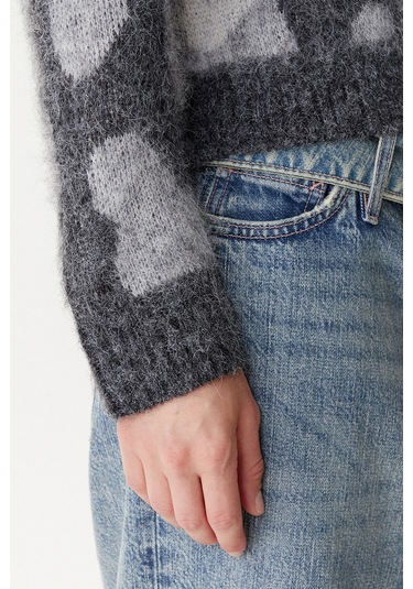 Only Kadın Onledelıe V Yaka Desenli Yün Hırka 15353090 Gri Gri