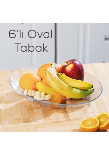 Paşabahçe 10336 6 Lı Oval Servis Sunum Tabak Seti 25x33 Cm