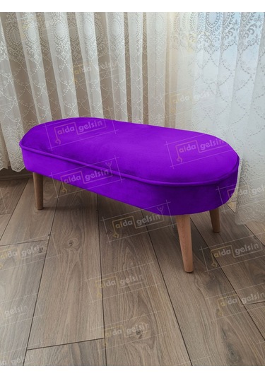 Ultra Lüks Oval Parrot Puf Ahşap Ayak Kırmızı