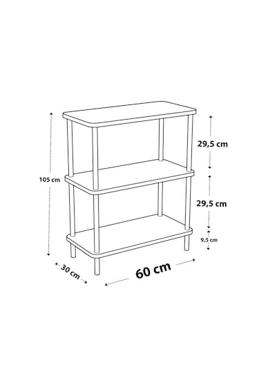 3 Raflı Kitaplık Ahşap Kitaplık Kitap Rafı Ayakkabılık -çam