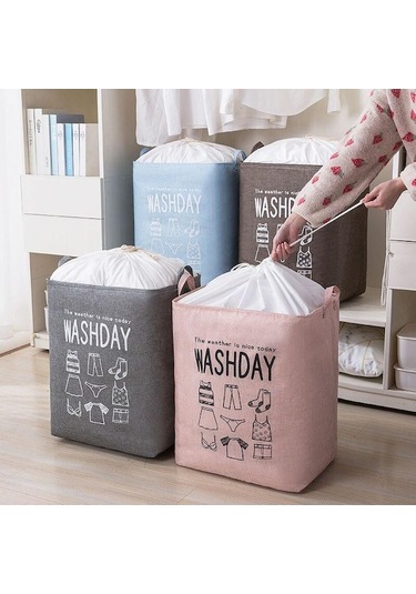 Novahub Modern Basit Süper Büyük Kapasiteli Pamuk Ve Keten İpli Kiriş Saklama Çantası Giysi Saklama Güneşlenmek Pembe Pembe