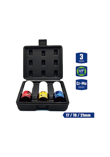 Workpro Wp202591 17/19/21mm 3 Parça 1/2 Cr-mo Profesyonel Darbeli Derin Lokma Seti