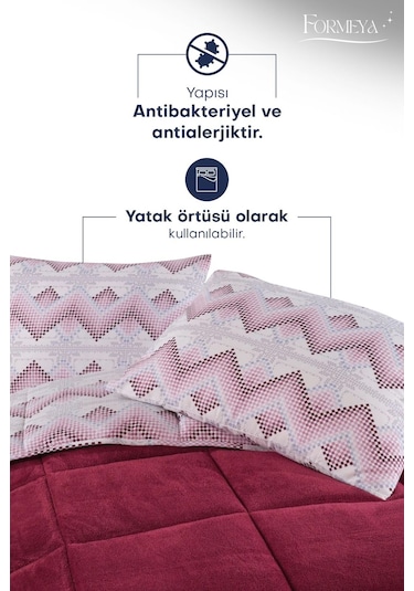 Battal Wellsoft Yorgan Çift Taraflı Yastık Kılıflı 215x235 Cm Bordo