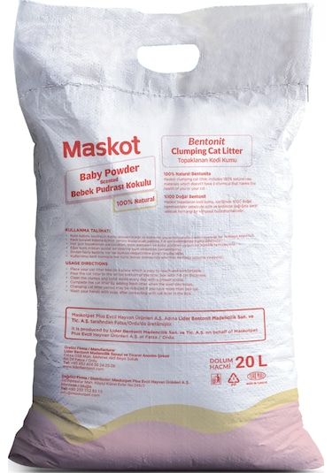 Maskot Bebek Pudrası Kokulu Kedi Kumu 20 L