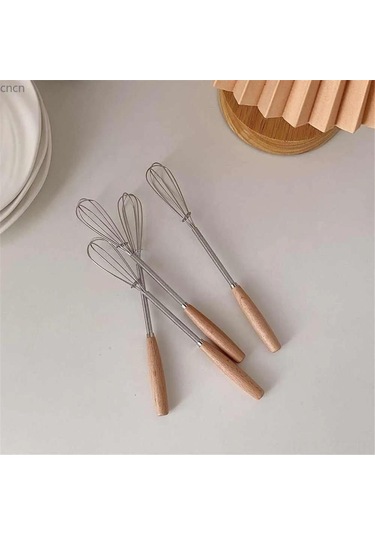 Yuntech01 Ahşap Saplı Paslanmaz Çelik Mini Çırpıcı - 20.5 Cm, Evde Pastane Kalitesi Karışımlar İçin Diğer