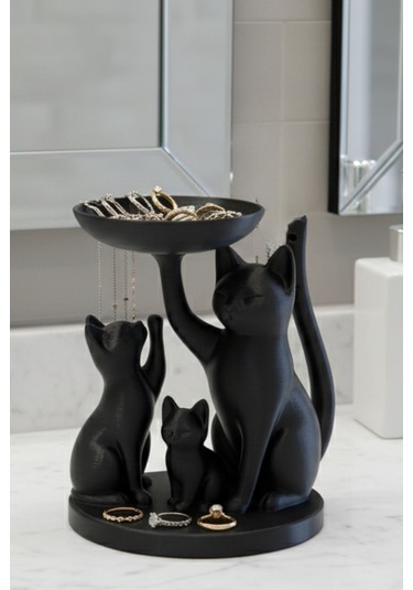 Oxyteez Kedi Figürlü Dekoratif Obje Siyah Renk Reçine Tasarım Ev Ve Ofis Dekorasyonu