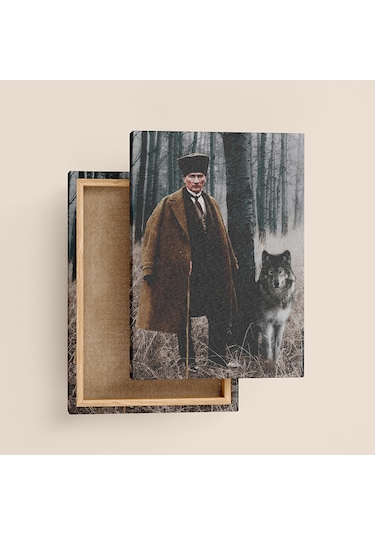 Atatürk Ve Kurt Kanvas Tablo 50x70