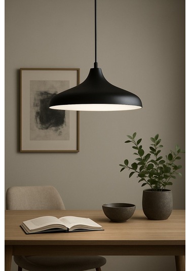 Nil Siyah Içi Beyaz Renk Özel Tasarım Modern Dekoratif Cafe Sarkıt Cafe - Mutfak Tekli Avize SİYAH İÇİ BEYAZ