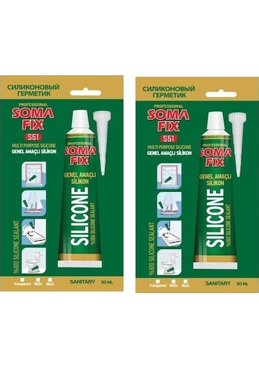 2 Adet 50 Ml Siyah Somafix Genel Amaçlı Tüp Silikon Yapıştırıcı Siyah Siyah