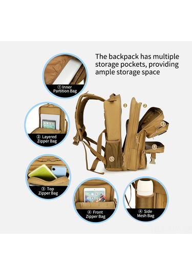 Dianziye Çok Amaçlı Taşınabilir Kamp Sırt Çantası - Geniş Depolama, Hiking Ve Seyahat İçin İdeal, Kaki Renk Seçeneği Haki