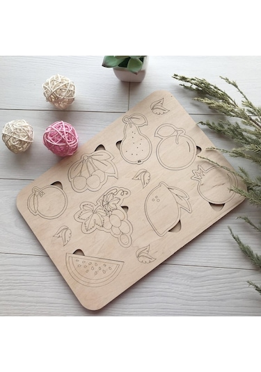 Ahşap Montessori Meyveler Puzzle