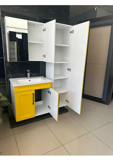 65 Cm Lake Banyo Dolabı Aynalı Ve Boy Dolaplı Köprü Kulplu