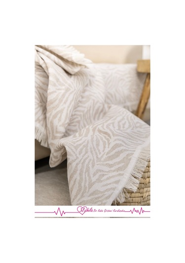 Klasik Pamuklu Koltuk Örtüsü 160x220 Cm Zebra Desen Koltuk Örtüsü Bej