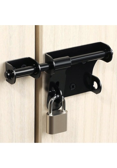 1 Adet Kapı Kilidi Sürgülü Kapı Kilidi, İç Kapı Kilidi Kapı Kilidi, Kilit Delikli Dış Kapı Mandalı, Siyah Paslanmaz Çelikte Uzunluk 15cm
