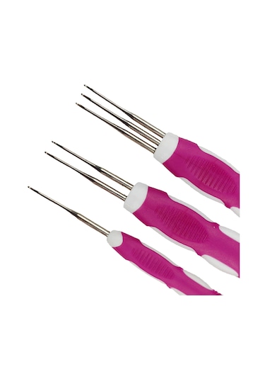 Suntek Kolay Kullanımlı Dreadlock Tığ Örgü Saç Aracı - Pembe