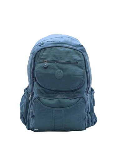 Klinkır Bayan Sırt Çantası Çok Cepli Yağmura Dayanıklı Hafif Kumaş Yeşil Renk Okul Çantası Mavi