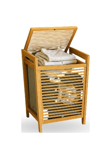 Büro Ev Ofis Dekoru İçin 40x35x60cm Ahşap Bambu Kirli Çamaşır Sepeti Diğer