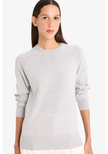 Defacto Relax Fit Bisiklet Yaka Basic Düz Triko Kazak I6913az25wngr456 Gri