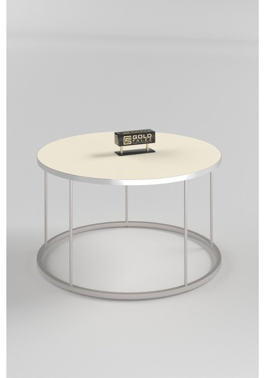 Orta Sehpa Ve Zigon Sehpa Terra Set Gümüş Krem