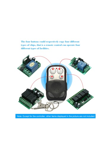 Moveevo Ak12 433mhz Akıllı Kablosuz Kopyalama Kumandası - 4 Tuşlu, 50-100m Mesafe, Elektrikli Pencereler/kapılar İçin, 12v Pil Dahil