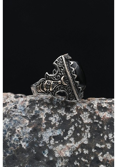 Minare Oniks Taşlı 925 Ayar Gümüş Erkek Yüzüğü 901682