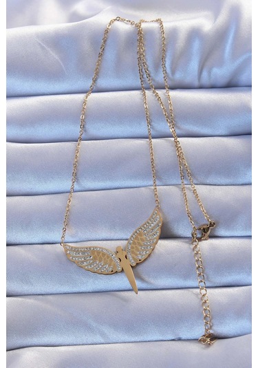 316l Çelik Altın Renk Zirkon Taşlı Mikail Kolye - Tj-bko9263