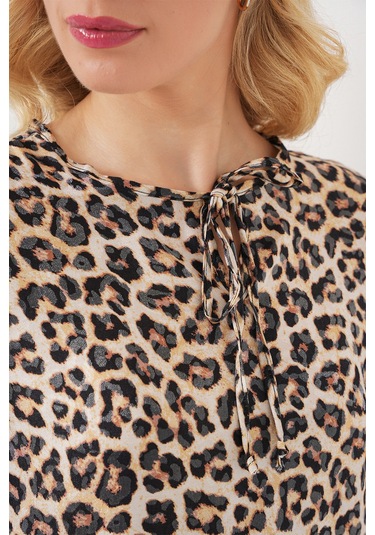 Kadın Desenli Uzun Kol Bluz 970 - C. Kahverengi kahve