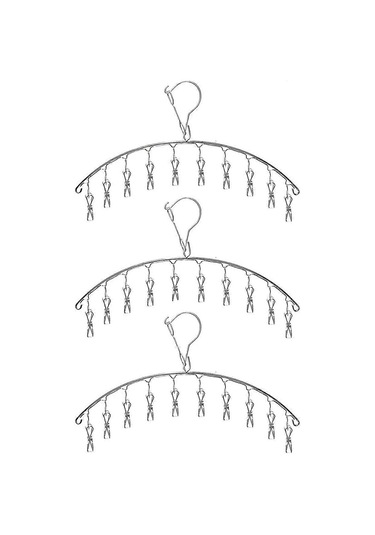 Çorapları Ve Havluları Kurutmak İçin 10 Klipsli, Şık Ve Sade 3'lü Paslanmaz Çelik Kurutma Rafı Diğer
