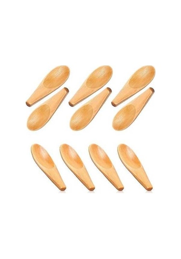 Fastbuy 10 Adet Ahşap Kepçe Masif Ahşap Baharat Kaşığı Kısa Saplı Mini Tuz Kaşığı Gevşek Çay Yaprakları, Kahve Çekirdekleri,