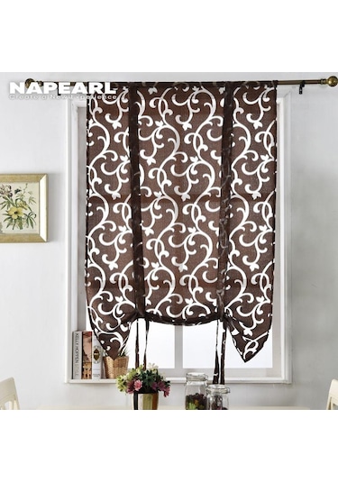 Krem 1 Adet Tül Perde Mutfak Kısa Pencere Dekoratif Mutfak Sırf Perde Roma Jakarlı Perde Oturma Odası İçin Napearl