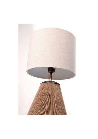 Buldan Bezi Başlıklı El Yapımı Kahve Jüt Abajur Kahverengi