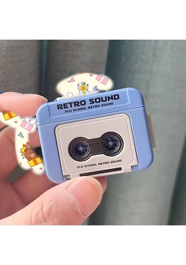 Elmpaly Kırmızı Tiktok Mini Retro Ses Kayıt Cihazı Müzik Kutusu Oynatma Portatif Karaoke Cihazı