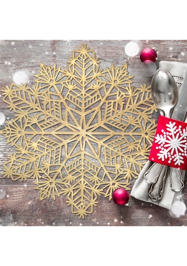 Kar Tanesi Amerikan Servisleri Süslemeleri Kırmızı Kar Tanesi Amerikan Servisleri B Altın