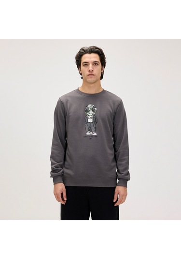 Bad Bear Gator Erkek Siyah Yuvarlak Yaka Sweatshirt Siyah