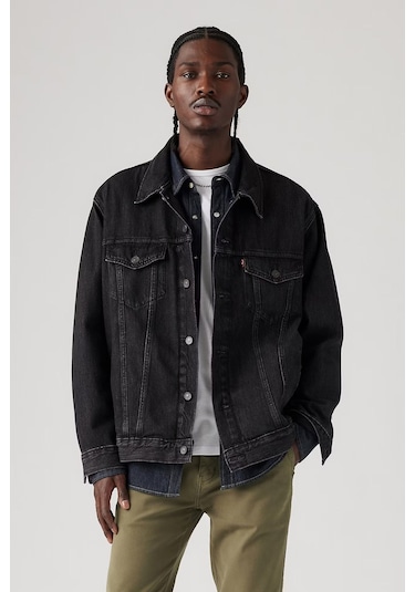 Levi's Oversize Denim Ceket - Erkek Günlük Kot Ceket - Klasik Yaka Siyah