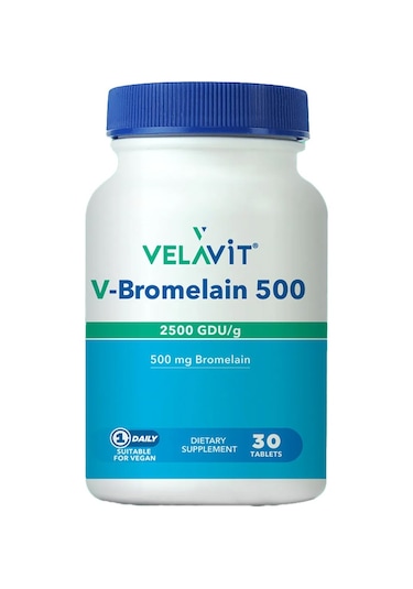 Velavit V-Bromelain 500 Bromelain İçeren Takviye Edici Gıda 30 Tablet