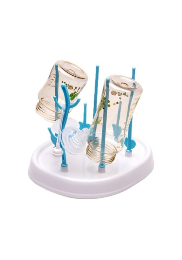 Sones Bebek Biberon Kurutma Rafı Basit Ağaç Şekli Temizleme Kurutma Makinesi Çıkarılabilir Kullanışlı Bebek Süt Kupası Emzik Tutucu Mavi