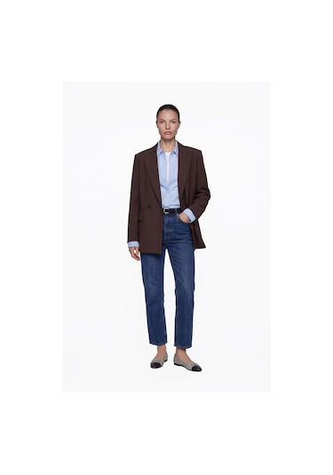 Nauvè Kruvaze Oversize Vatkalı Blazer Ceket Kahverengi