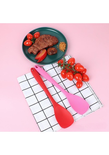 1 Adet Silikon Düz Başlı Spatula Entegre Hepsi Dahil Salata Kaşığı Yapışmaz Tencere Spatulası Silikon Mutfak Gereçleri Sarı