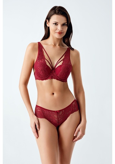 Luw 4083 Bordo Dolgusuz Sütyen Külot 2Li Takım Bordo