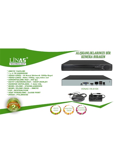 10 Kanal Nvr Ip Xmeye Kayıt Cihazı
